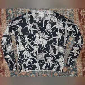 Black and White Graphic Print Blouse